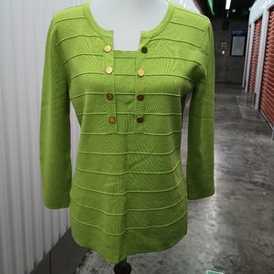 Elegant Green Button-Down Women's Top